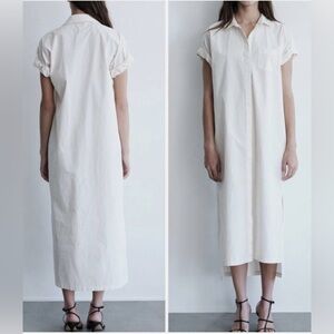 STATESIDE Anthropology 100% Cotton Rolled Short Sleeve Shirt Dress Womens XS